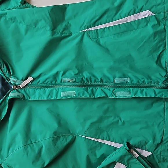 Columbia Green White Midweight Soft Shell Windbreaker Rain Jacket L - Picture 9 of 10